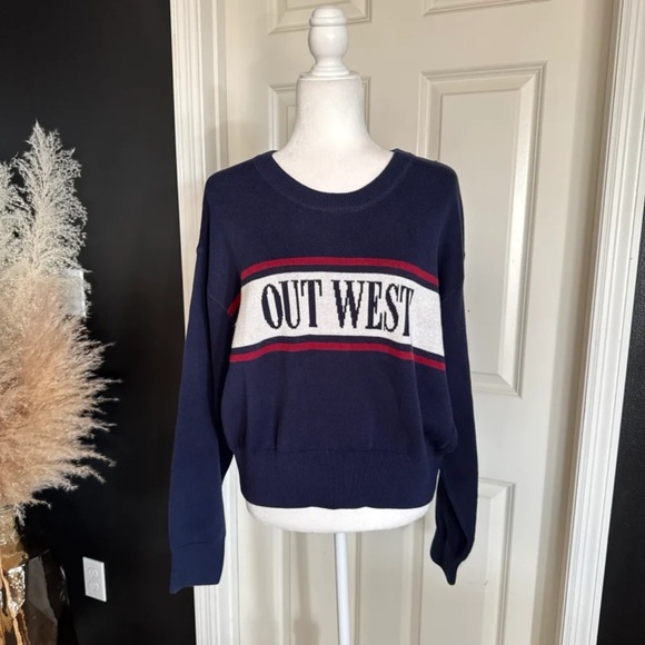NWT Aerie Out West Navy Blue Sweater 
size Large - Picture 6 of 12